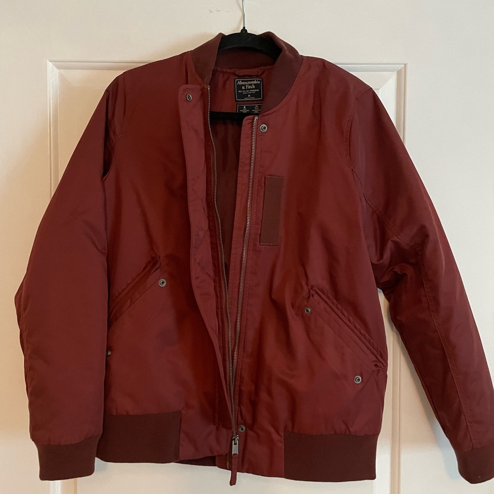 Abercrombie & Fitch Red Bomber Jacket Classic Varsity Style
